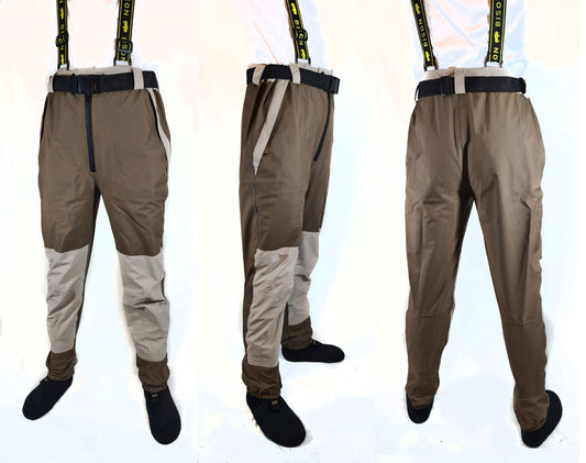 BISON BREATHABLE WAIST WADERS COMPLETE WITH MK2 RUBBER OR FELT SOLE WADING BOOTS