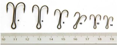 25 TALON OPEN SHANK BLACKENED DOUBLE HOOKS SIZE 8