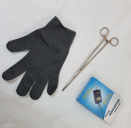 PIKE UNHOOKING KIT, GLOVE, 10" FORCEPS, ELECTRONIC WEIGHING SCALE