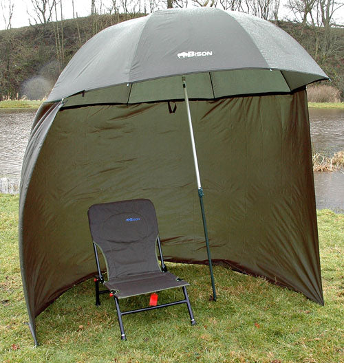 88" 2.2m DELUX BISON TOP TILT FISHING UMBRELLA BROLLY SHELTER WITH ZIP ON SIDES