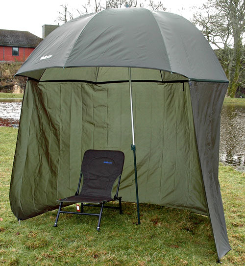 98" 2.5m DELUX BISON TOP TILT UMBRELLA BROLLY FISHING SHELTER WITH ZIP ON SIDES