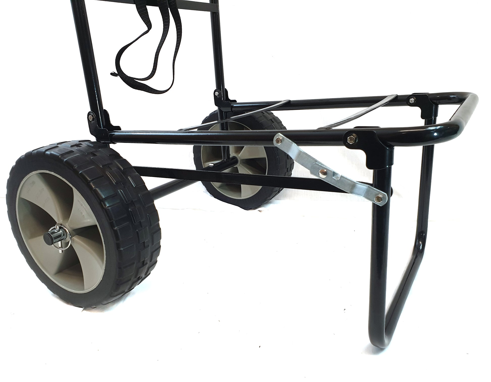 bison folding fishing seat box trolley with pneumatic tyres BISON FOLDING FISHING SEATBOX TROLLEY – Fishingmad