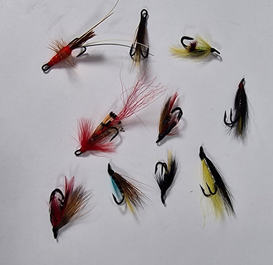 SALMON & SEA TROUT FLIES DOUBLES AND TREBLE FLY SELECTION  X 28