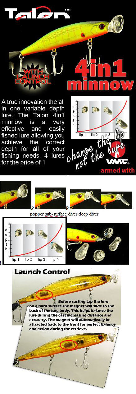Talon 4 IN 1 Bass Fishing Lure - 12cm - Floating / Popper / Sub Surface / Diver