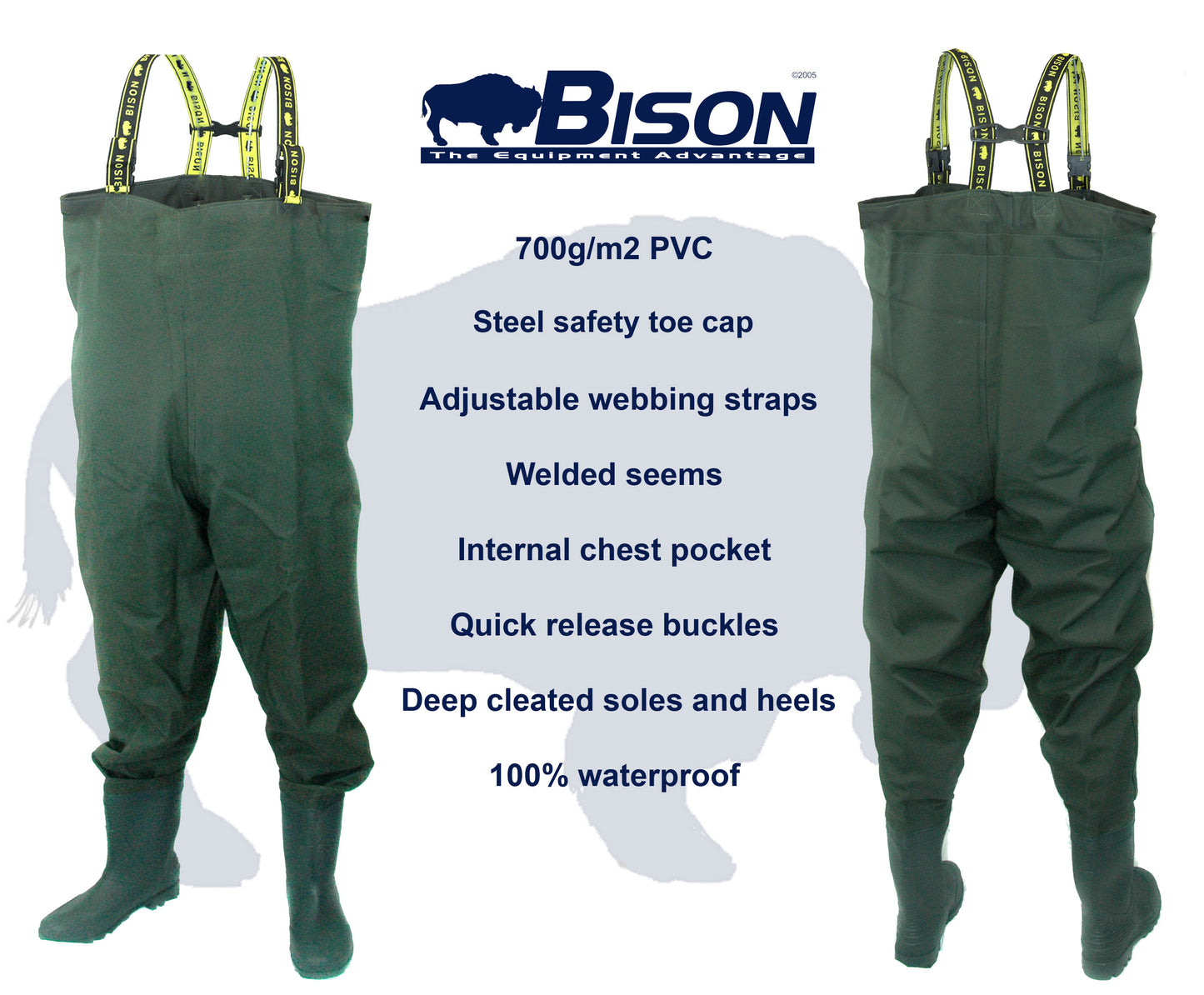 BISON HEAVY DUTY 700g SAFETY CHEST WADERS