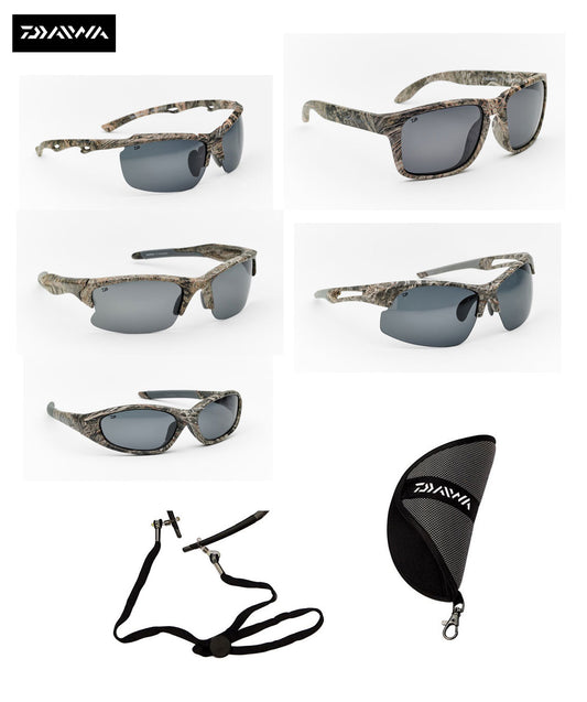 New Daiwa Infinity Camo Polarized Sunglasses - Case & Lanyard - Choice of Styles