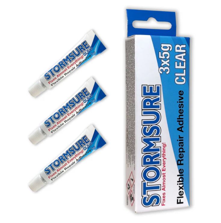 Stormsure Flexible Repair Adhesive (Clear) 3 x 5g Tubes & Gloves
