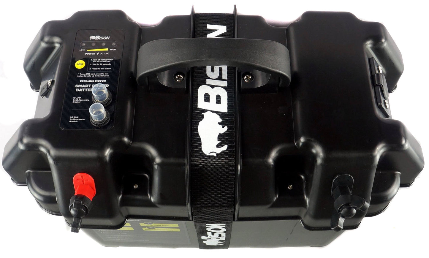 BISON BATTERY BOX CARRIER WITH USB CHARGER, LED METER, BREAKER & 12V SOCKET