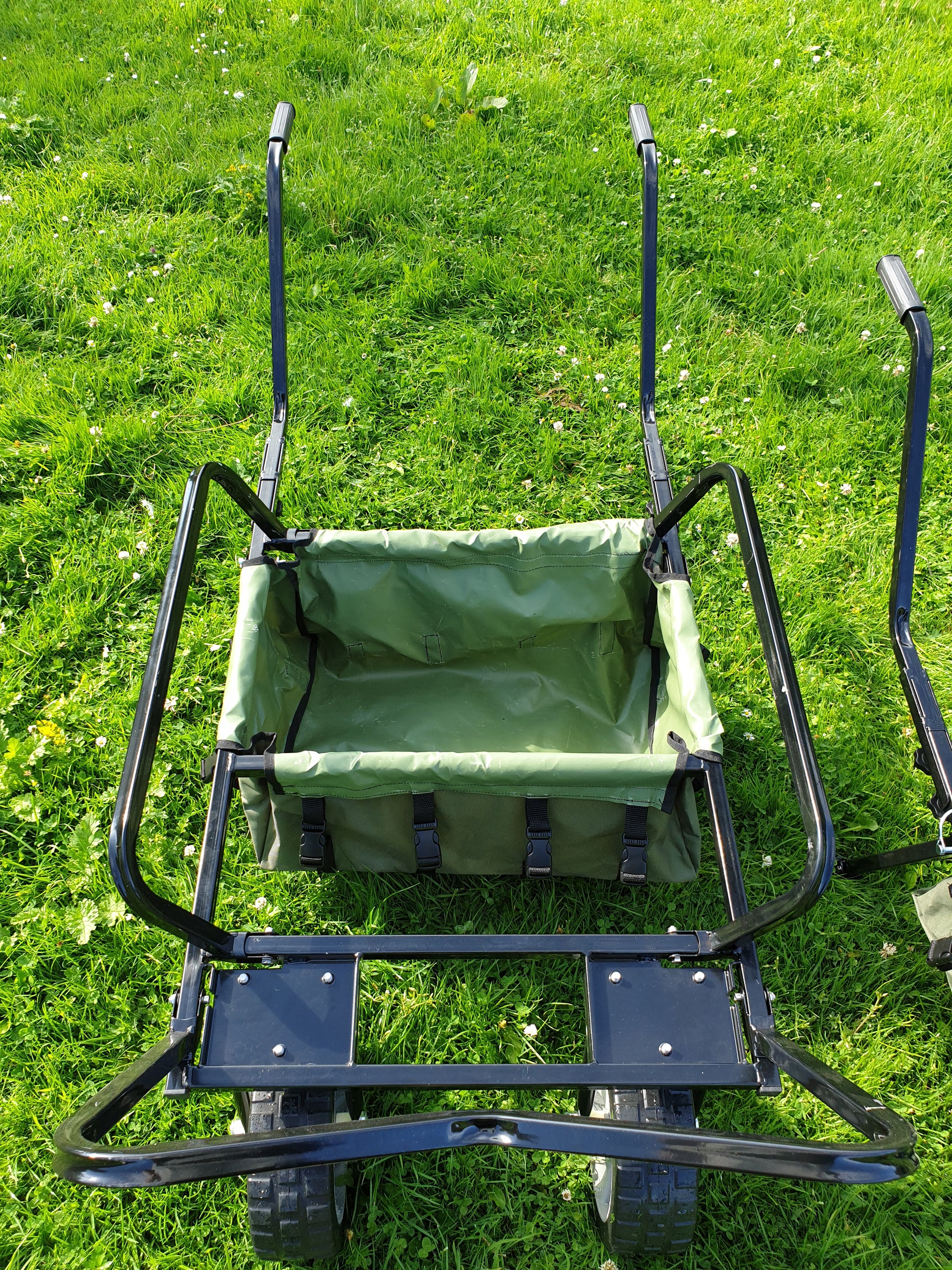 bison folding fishing seat box trolley with pneumatic tyres BISON HEAVY DUTY FISHING TWO WHEEL BARROW WITH BARROW BAG – Fishingmad