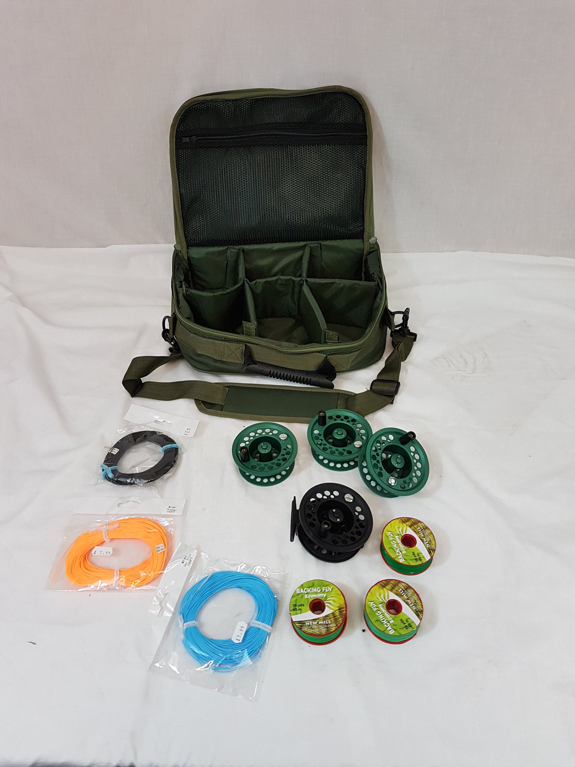 bison automatic fly reel FLY REEL WITH 3 SPARE SPOOLS AND 3 FLY LINES IN REEL CASE – Fishingmad