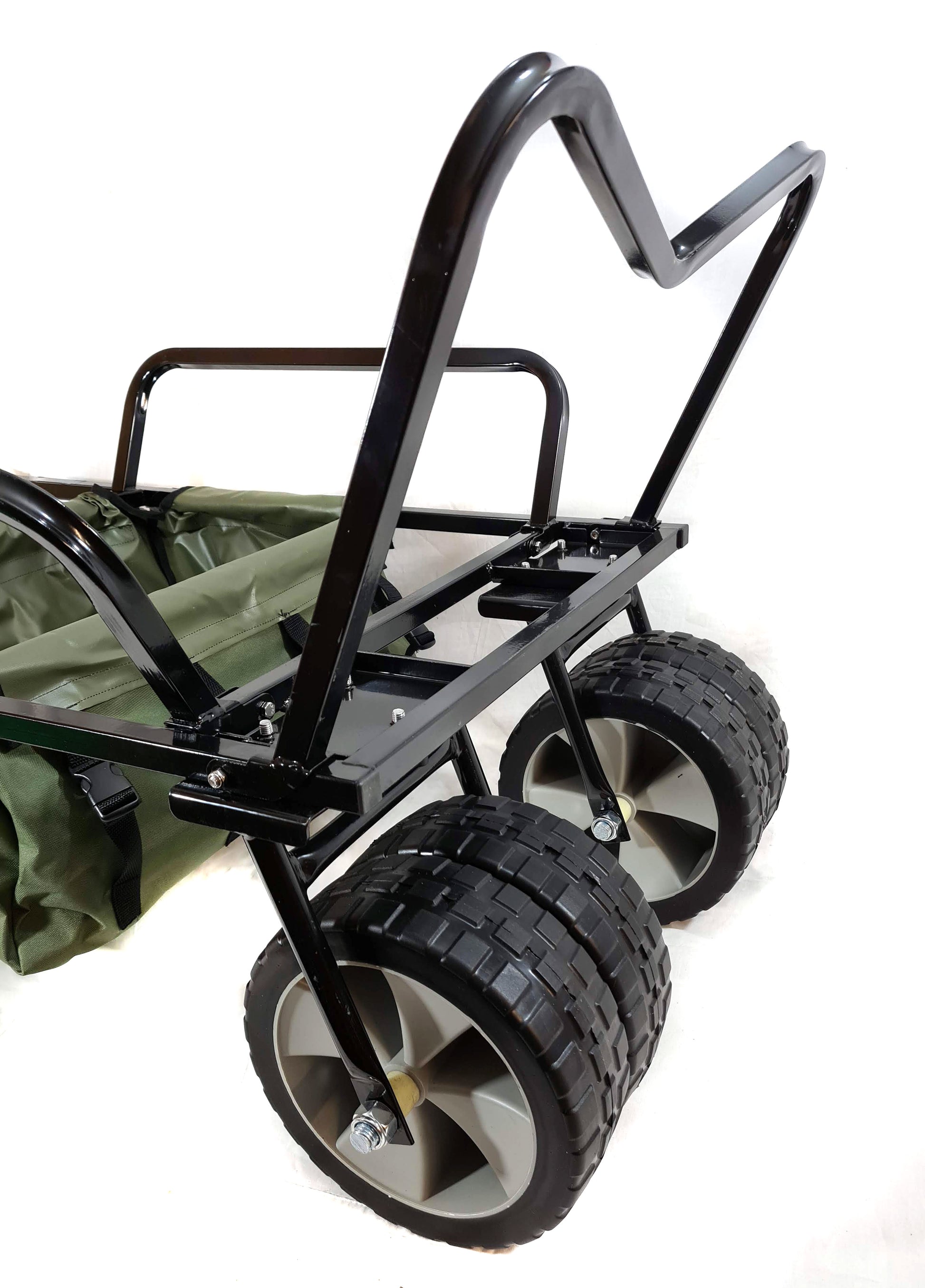 bison folding fishing seat box trolley with pneumatic tyres BISON HEAVY DUTY FISHING 4 LGP WHEEL BARROW WITH BARROW BAG – Fishingmad